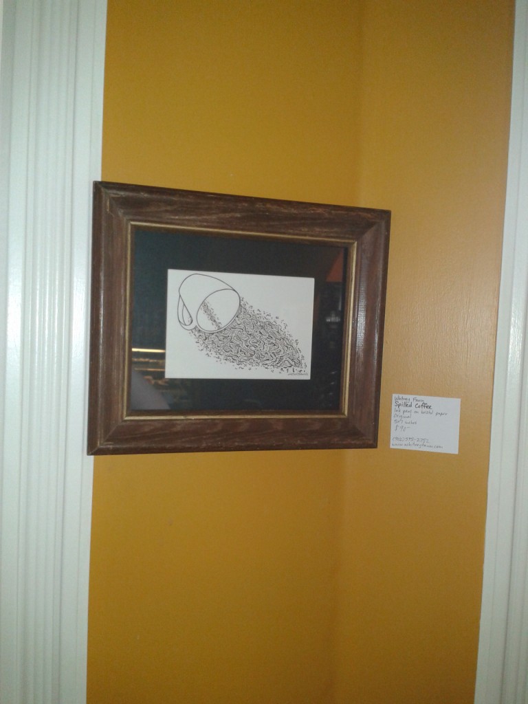 "Spilled Coffee" hung at Wentworth Perk